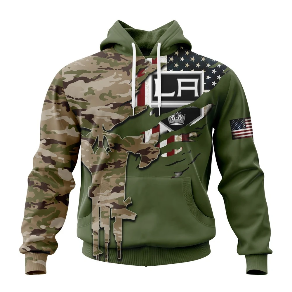 Los Angeles Kings Special Camo Skull Design All Over Print Hoodie Style 60565