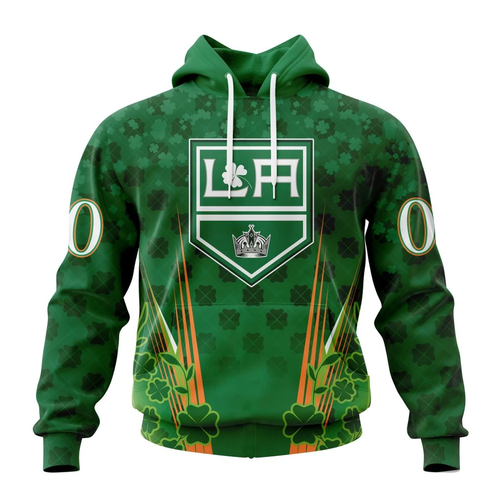 Los Angeles Kings Special Design For St. Patrick Day All Over Print Hoodie Style 35708
