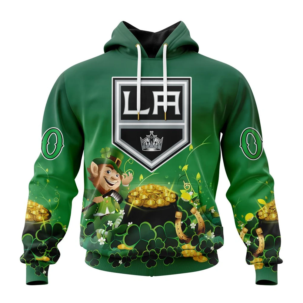 Los Angeles Kings Special Design For St. Patrick Day All Over Print Hoodie Style 56335