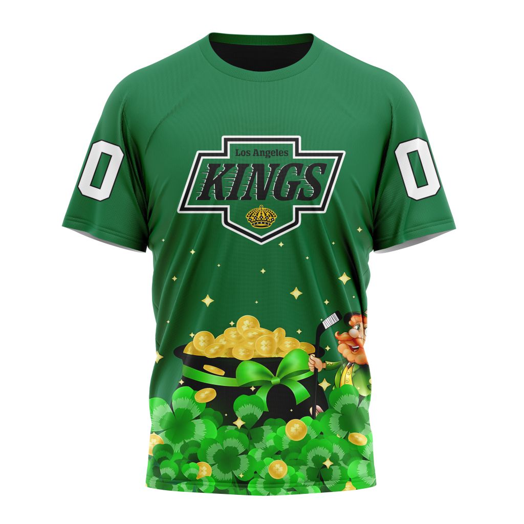 Los Angeles Kings Special Design For St.Patrick's Day Personalized Name And Number T-Shirt Oregontrailrvpk Shirt