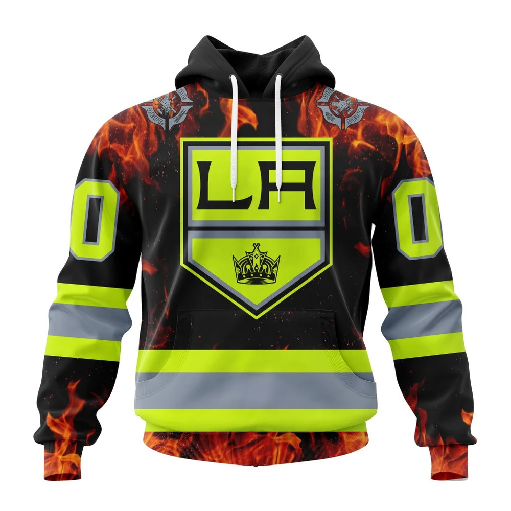 Los Angeles Kings Special Design Honoring Firefighters All Over Print Hoodie Style 80426