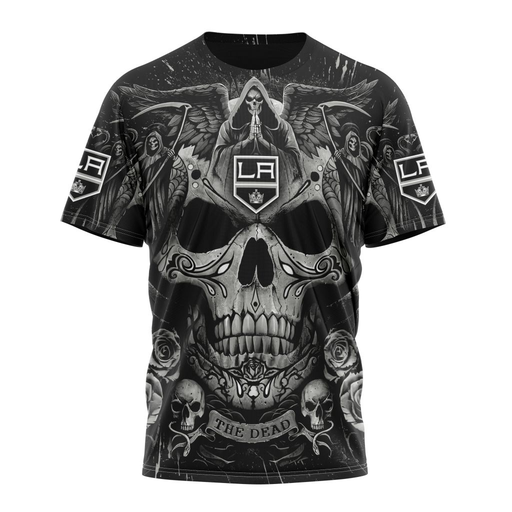 Los Angeles Kings Special Design With Skull Art Personalized Name And Number T-Shirt Oregontrailrvpk Shirt