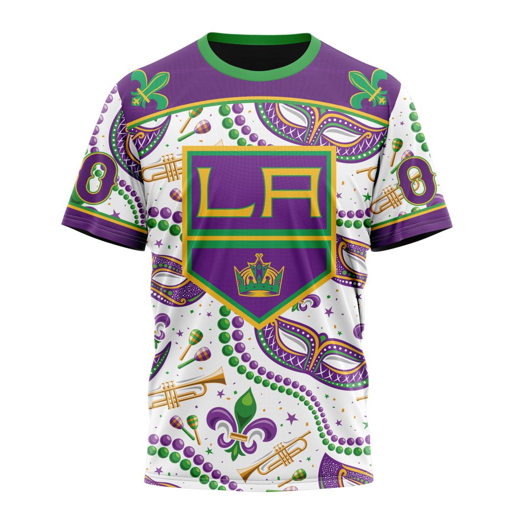 Los Angeles Kings Special Mardi Gras Design 01 Personalized Name And Number T-Shirt Oregontrailrvpk Shirt