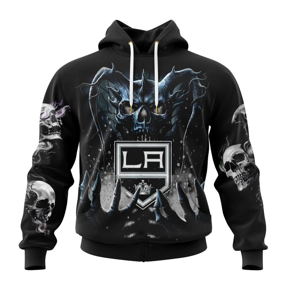 Los Angeles Kings Special Skull Art Design All Over Print Hoodie Style 16262