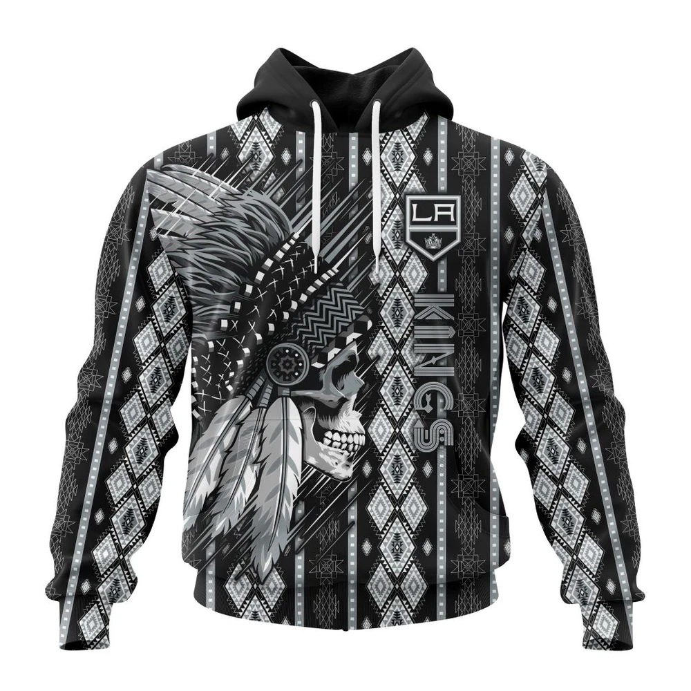 Los Angeles Kings Special Skull Native Design All Over Print Hoodie Style 65564