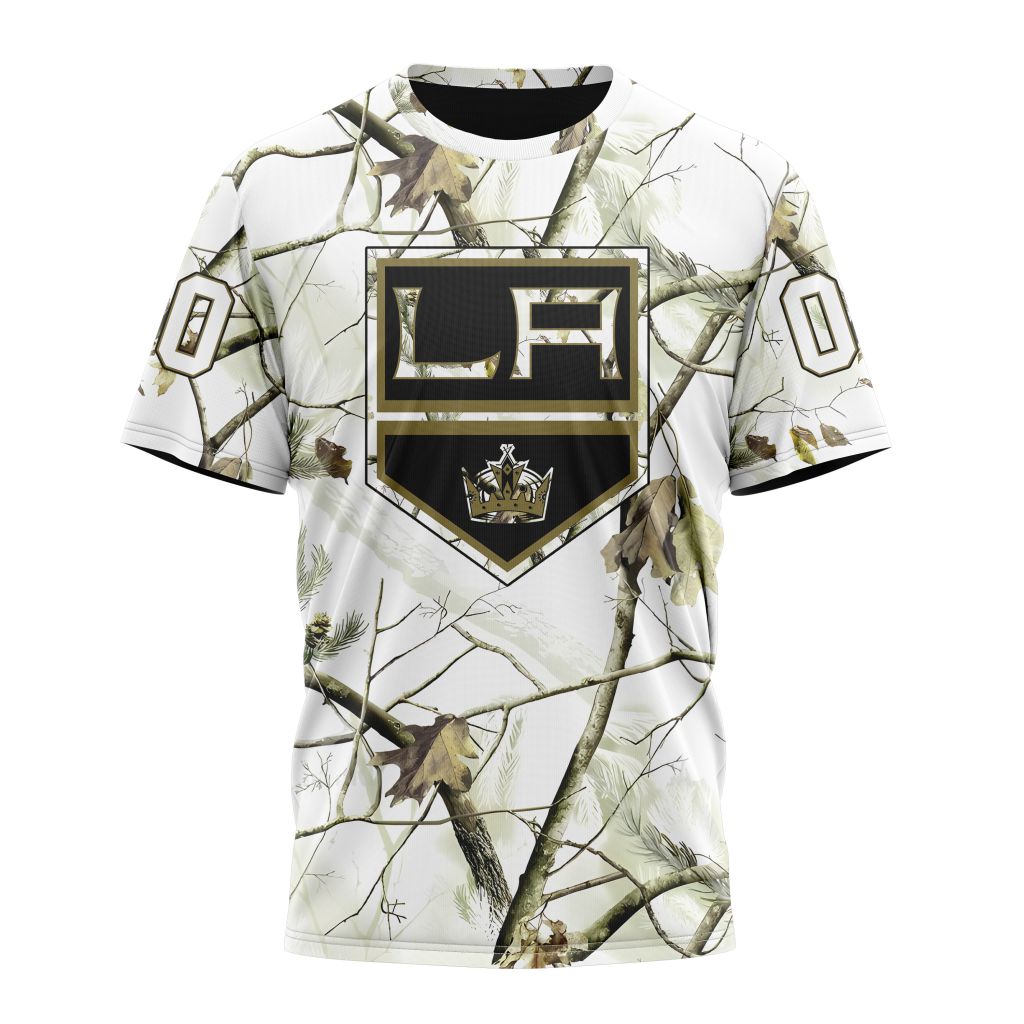 Los Angeles Kings Special White Winter Hunting Camo Design Personalized Name And Number T-Shirt Oregontrailrvpk Shirt