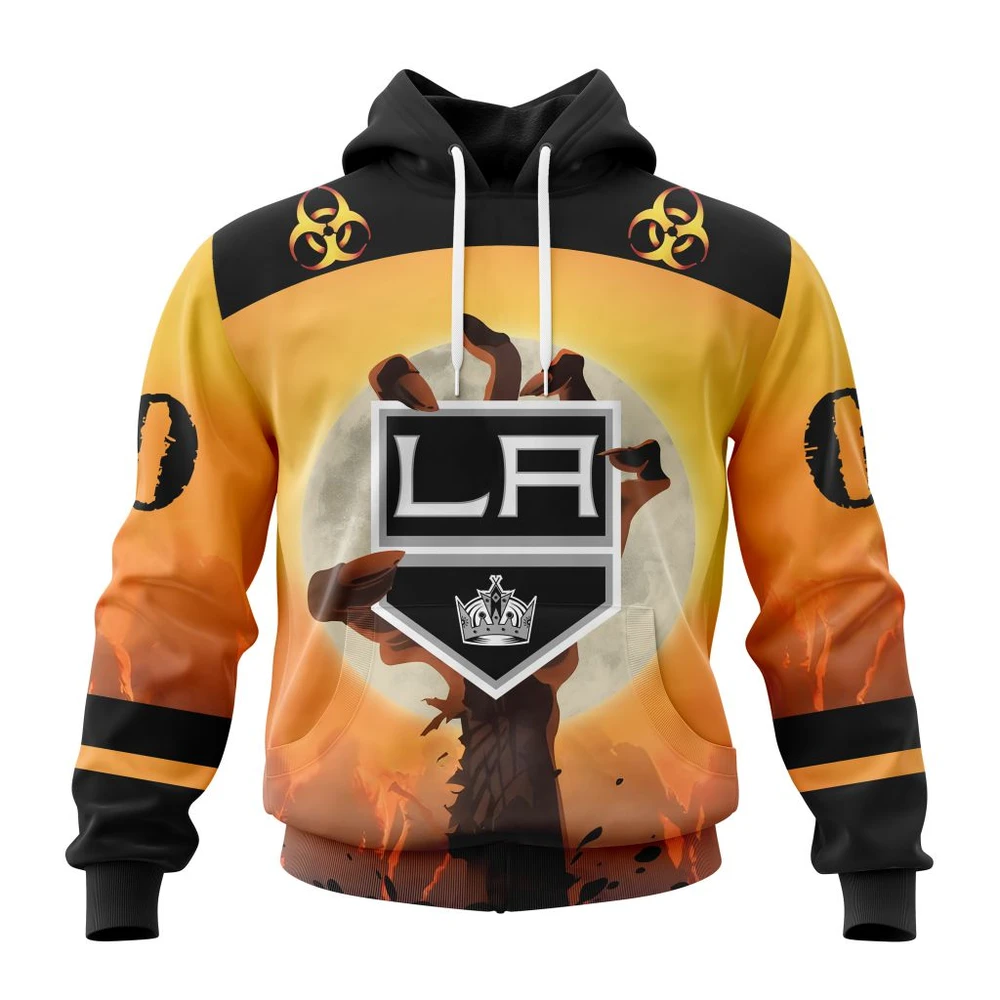 Los Angeles Kings Special Zombie Design For Halloween All Over Print Hoodie Style 71651