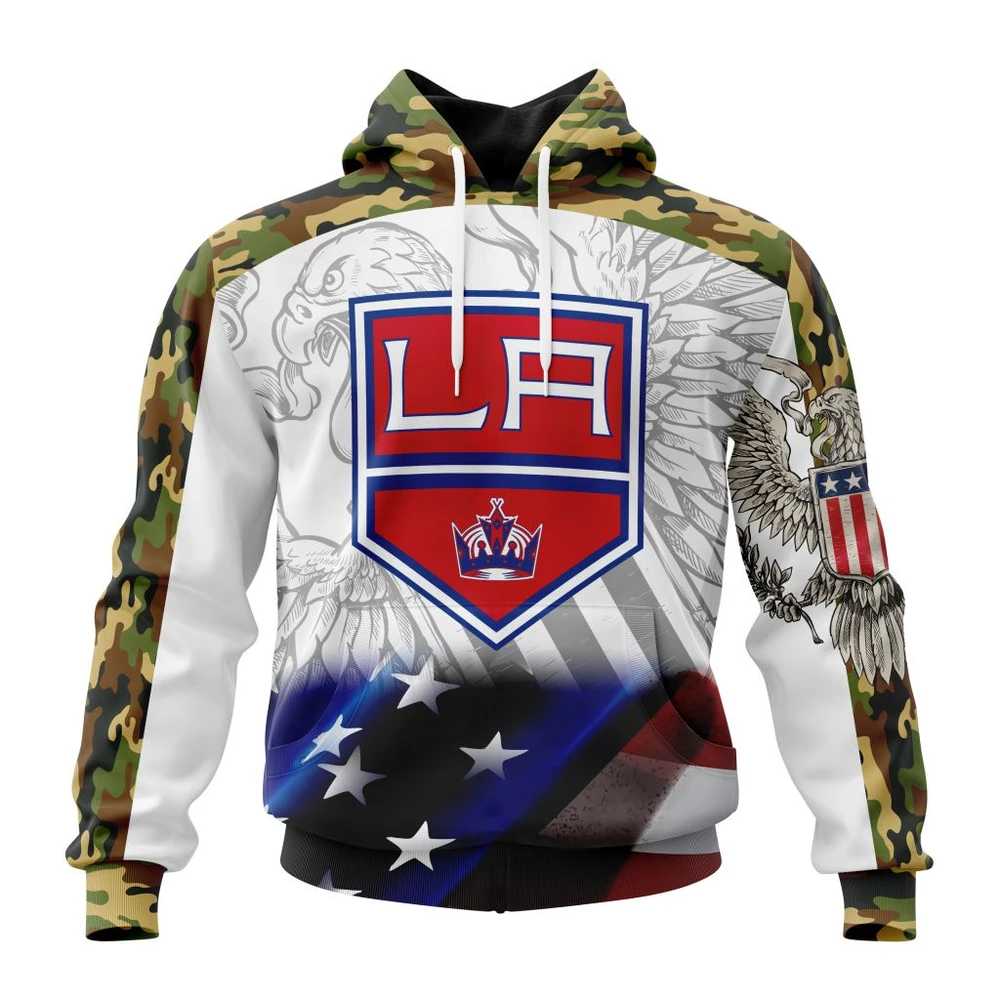 Los Angeles Kings Specialized Design With Our America Flag And Our America Eagle All Over Print Hoodie Style 80229