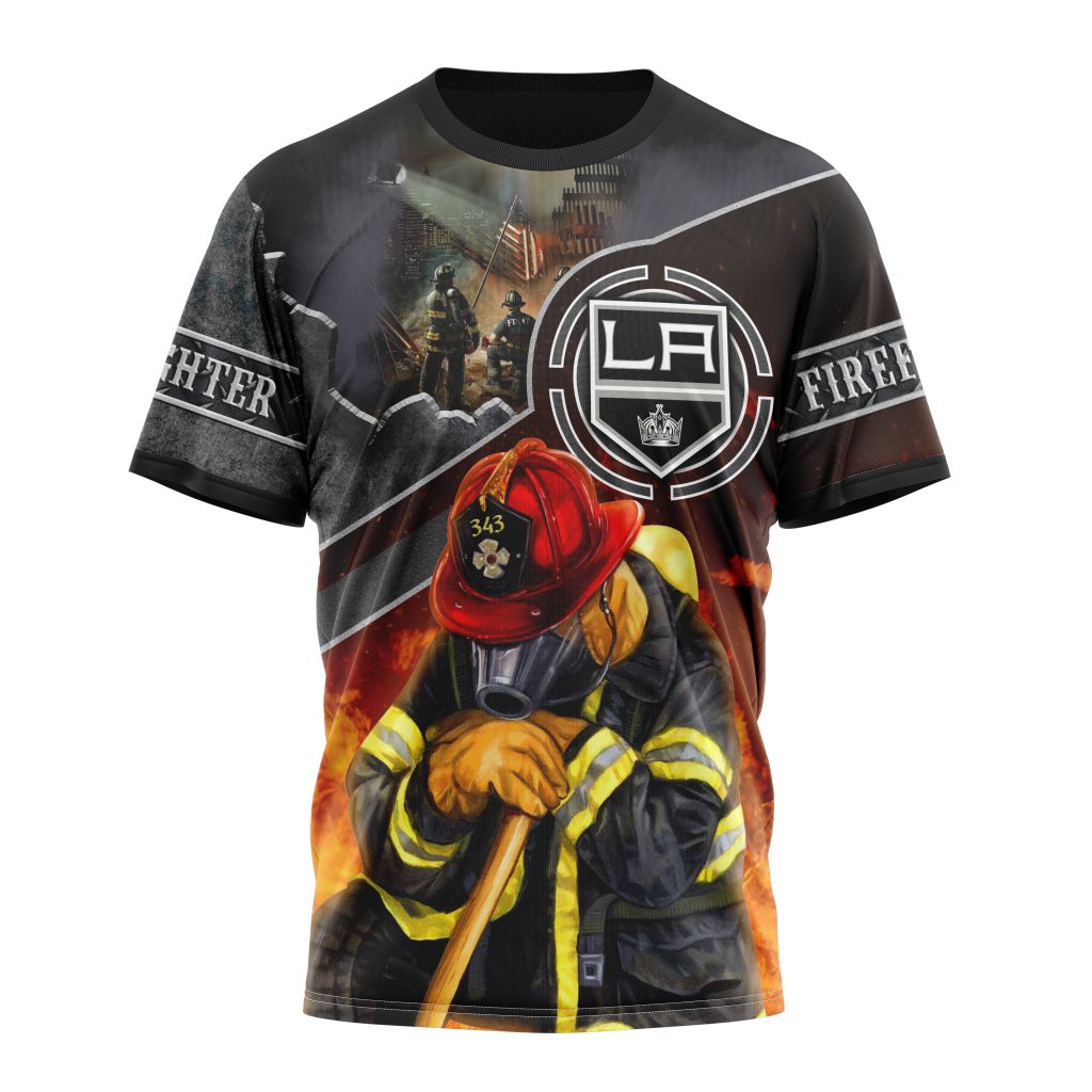 Los Angeles Kings Specialized Kits To Honor FireFighter In Patriot Day We Will Never Forget Personalized Name And Number T-Shirt Oregontrailrvpk Shirt