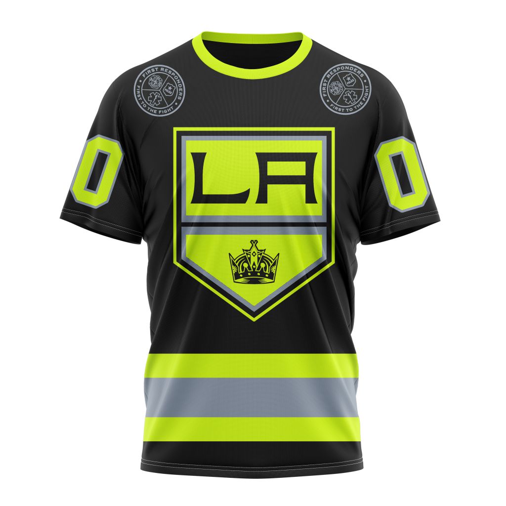 Los Angeles Kings Specialized Unisex Kits With FireFighter Uniforms Color Personalized Name And Number T-Shirt Oregontrailrvpk Shirt