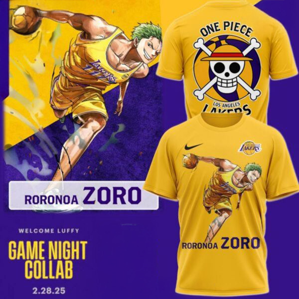 Los Angeles Lakers One Piece Roronoa Zoro T-Shirt Basketball Enthusiast Gifts Oregontrailrvpk Shirt