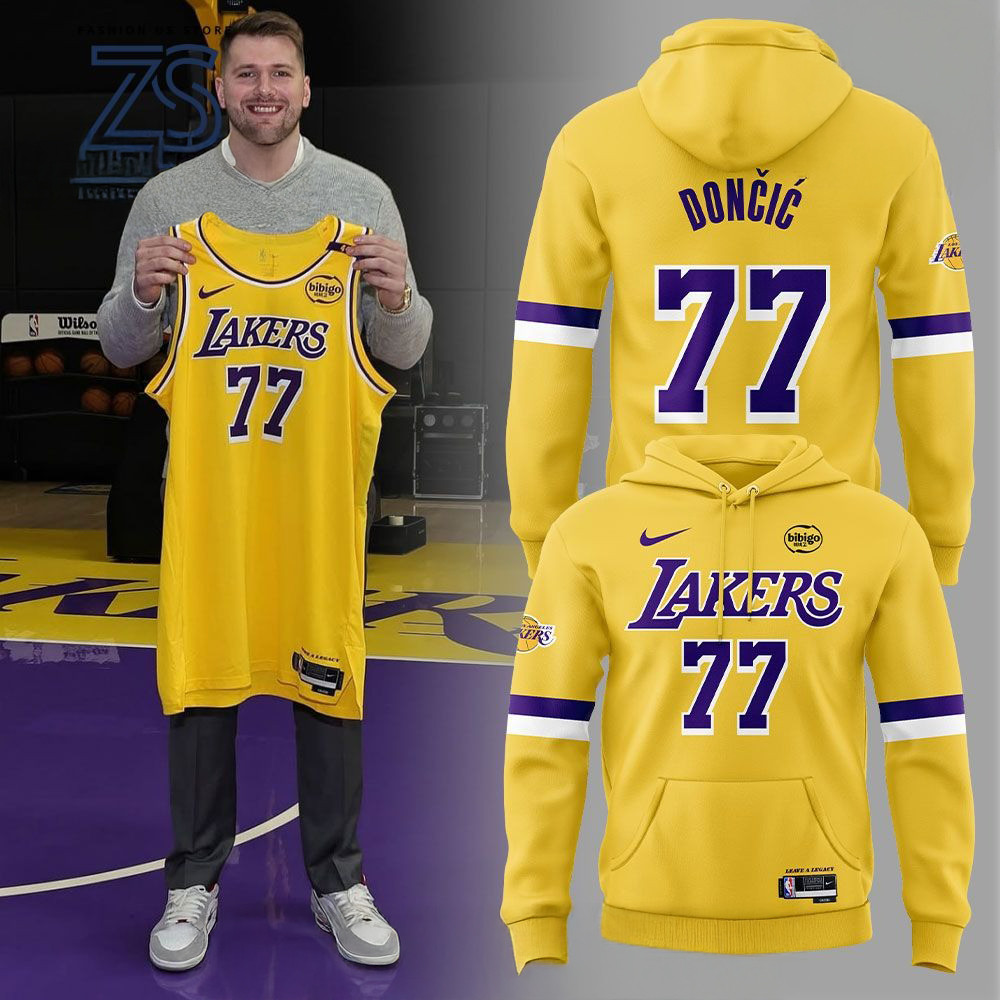 Los Angeles Lakers Show Luka Doncic Yellow Hoodie Gifts For The Basketball Enthusiast