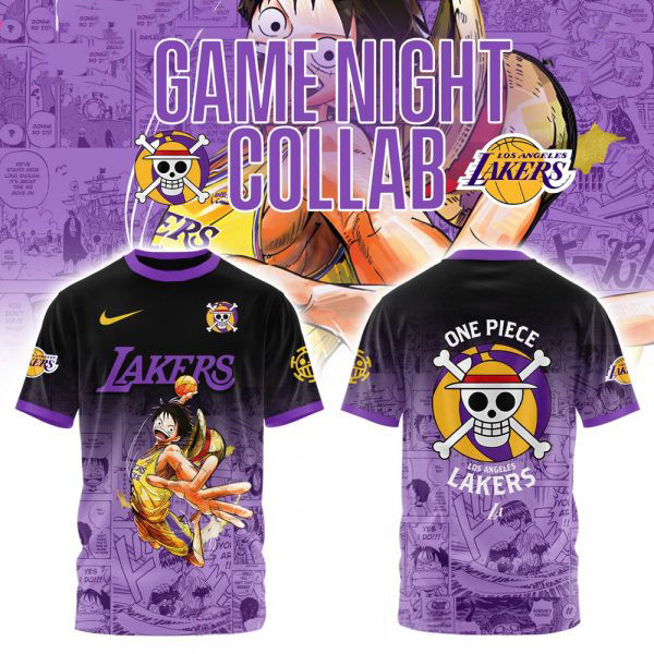 Los Angeles Lakers x One Piece Game Night Special Purple T-Shirt Cool Gifts For Basketball Fans Oregontrailrvpk Shirt