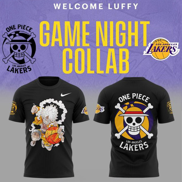 Los Angeles Lakers x One Piece Gear 5 Black Shirt Cool Gifts For Basketball Fans Oregontrailrvpk Shirt