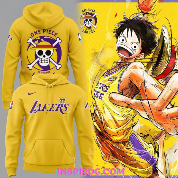 Los Angeles Lakers x One Piece Special Gold Hoodie