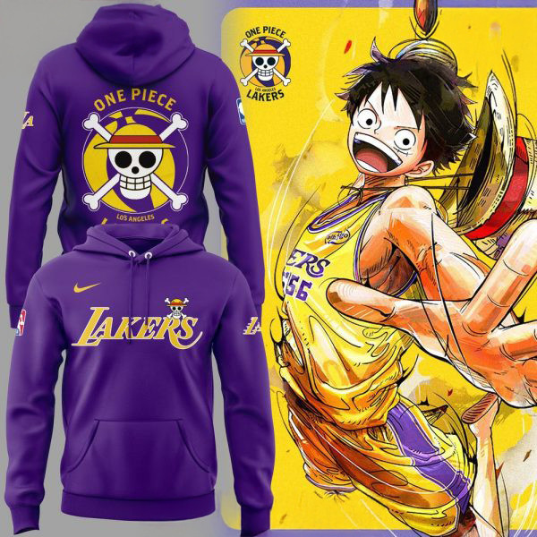 Los Angeles Lakers x One Piece Special Purple Hoodie