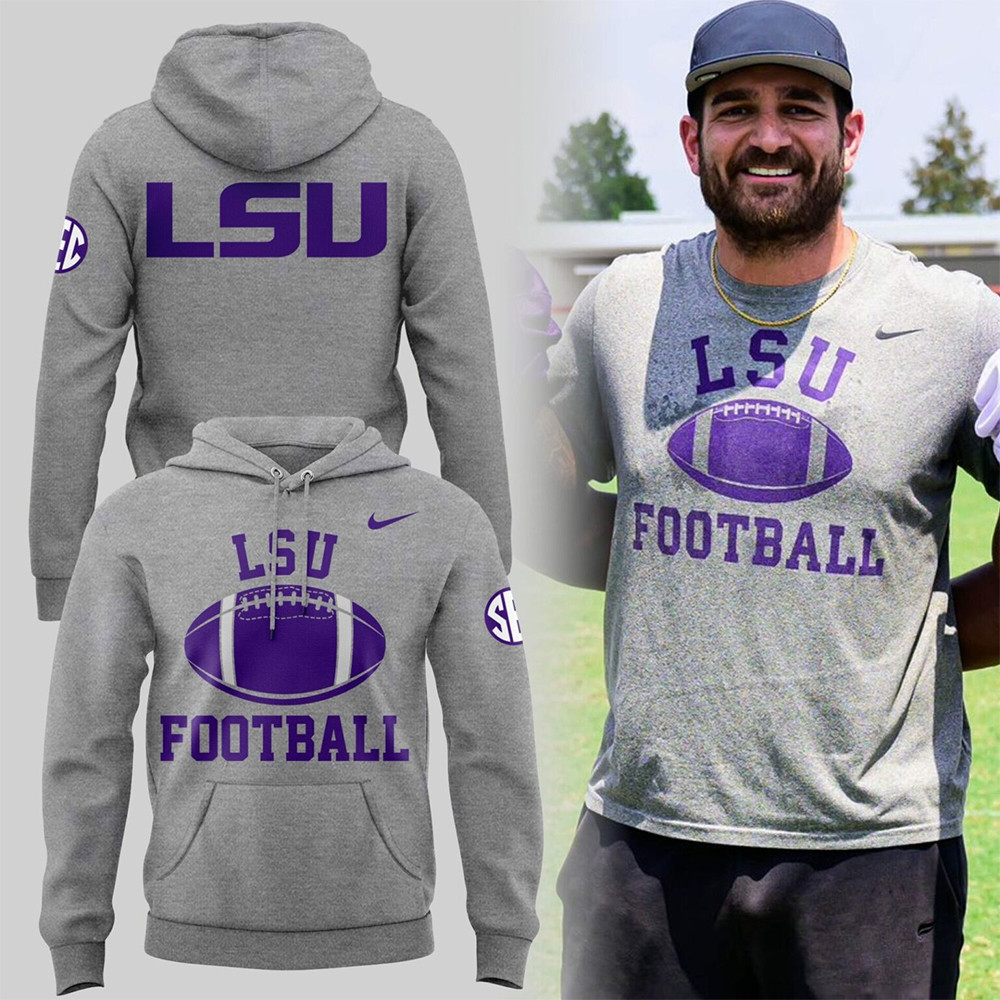 LSU Football Grey Hoodie2025