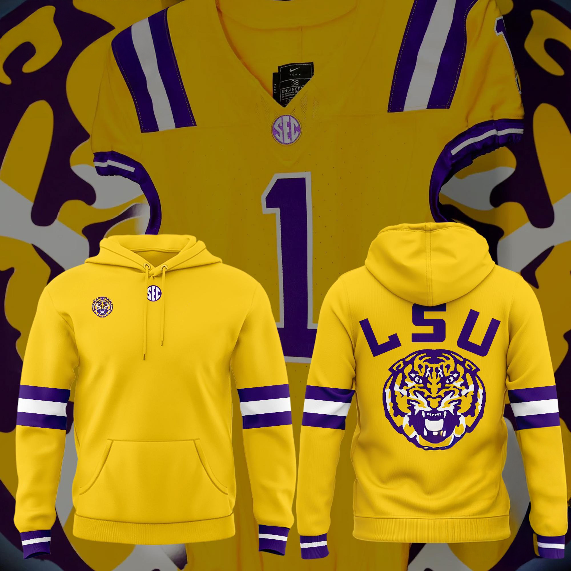 LSU Tigers Football Special Edition Alternate Gold New Hoodie