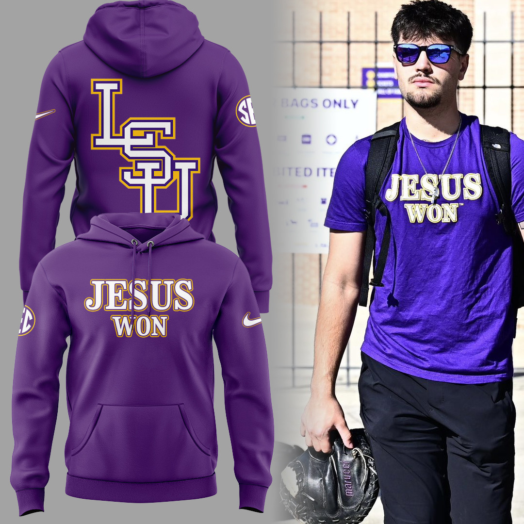 LSU Tigers JESUS WON Purple Hoodie Gifts For Football Fan