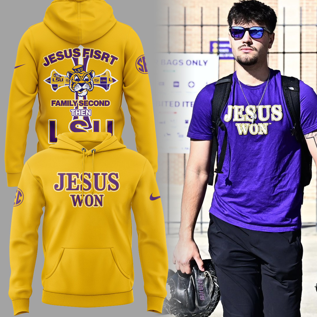 LSU Tigers JESUS WON Yellow Hoodie Unique