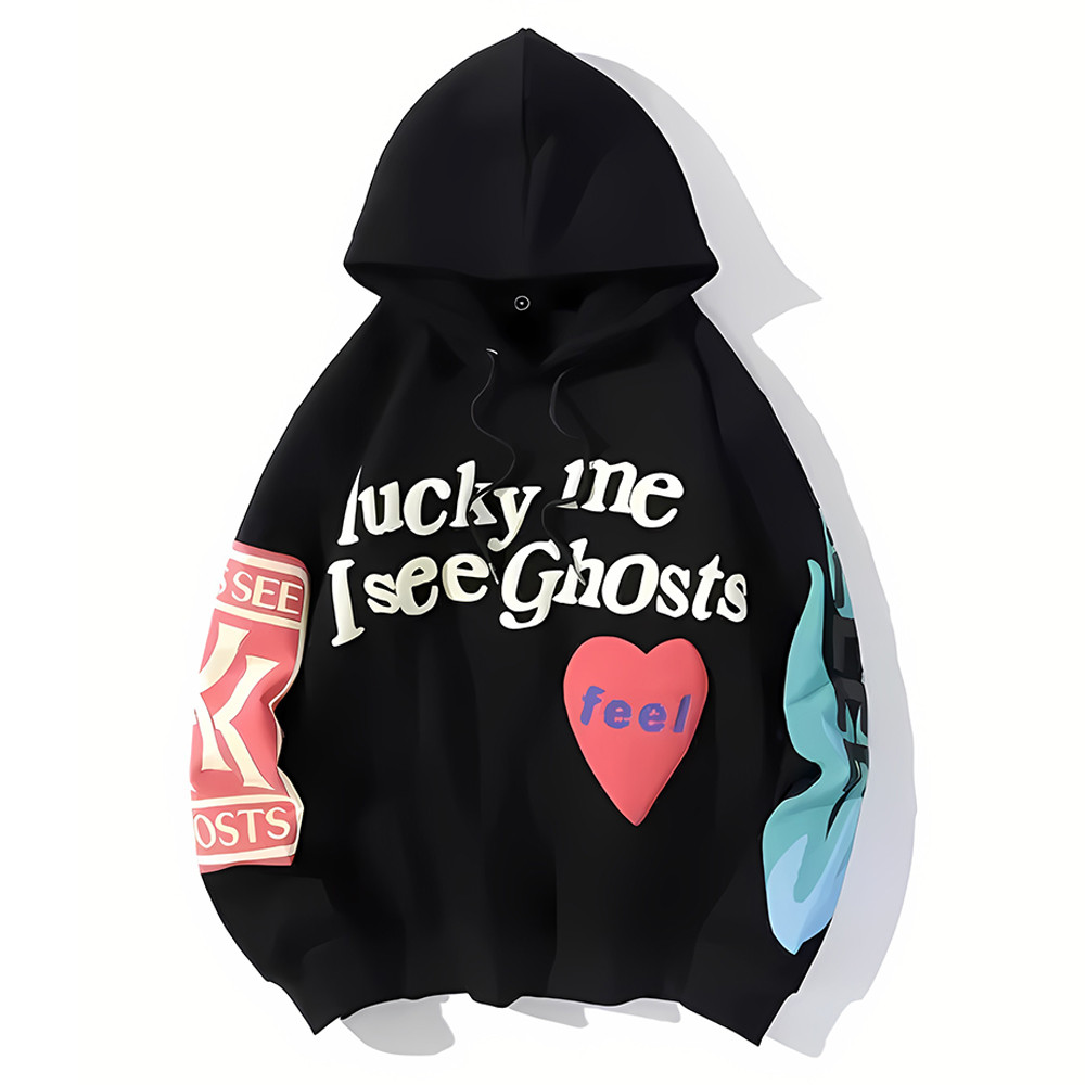 Lucky Me I See Ghosts Hoodie Kanye West Merch Black I See Ghosts Hoodie Apparel