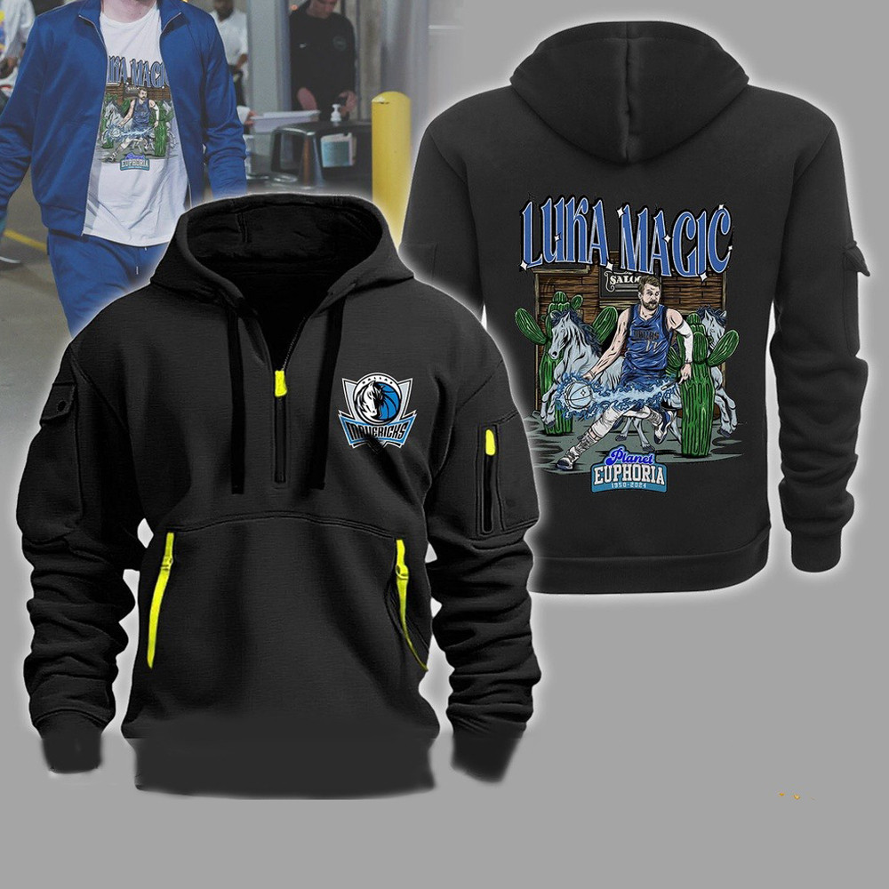 Luka Doncic Dallas Mavericks 2024 Quarter Half Zip Hoodie NBA Western Conference Champions