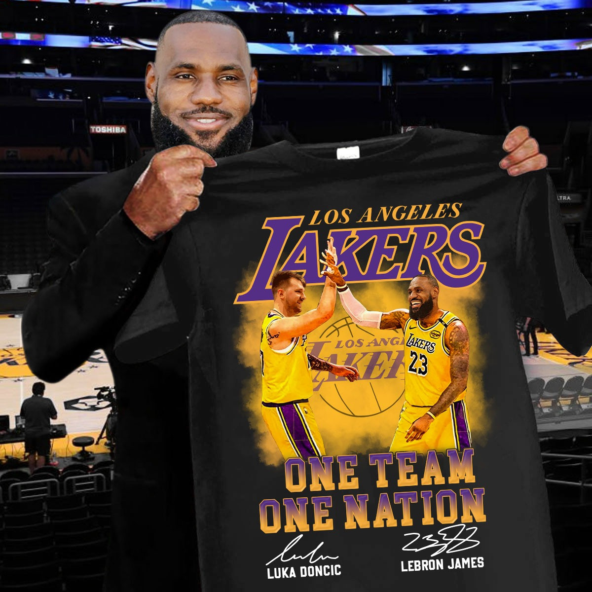 Luka Doncic Lebron James Lakers T-Shirt One Team One Nation Best Gifts For Lakers Fans Oregontrailrvpk Shirt