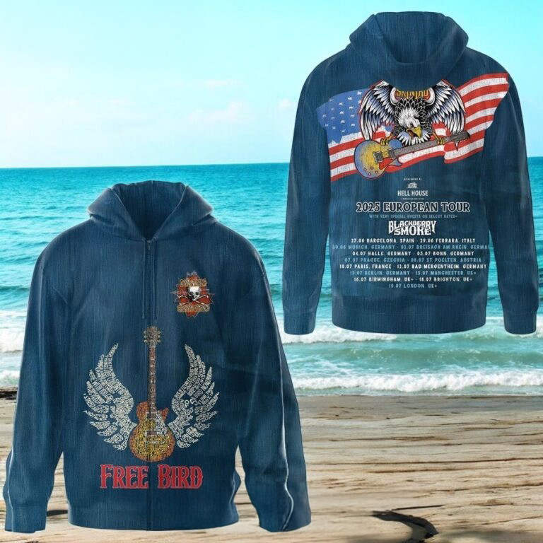 Lynyrd Skynyrd Free Bird 2025 European Tour 3D Zip Hoodie Music Lover Gifts For Him