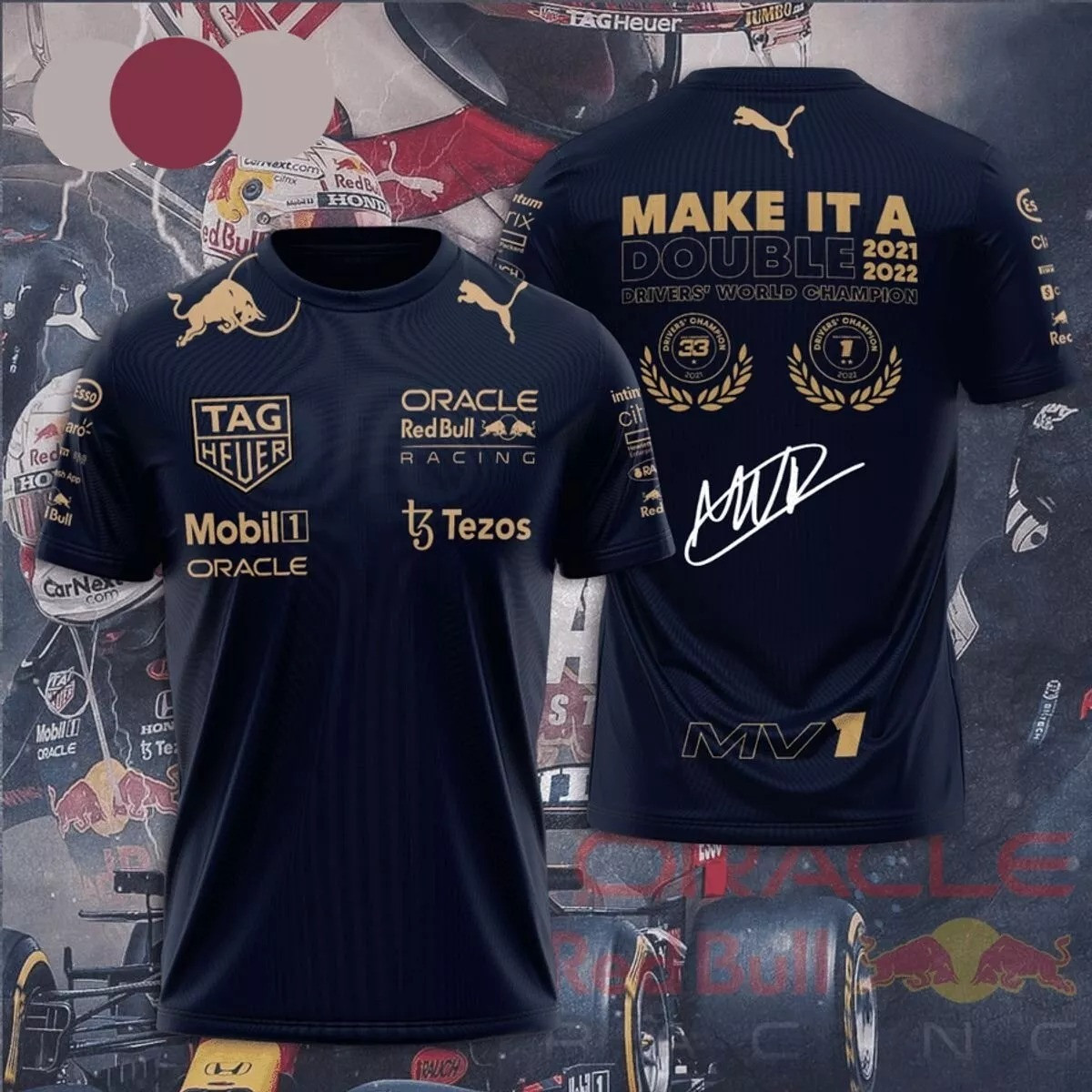 Make It A Double 2021 2022 Driver's World Champion Max Verstappen 3D T-Shirt Gift For F1 Fans Oregontrailrvpk Shirt
