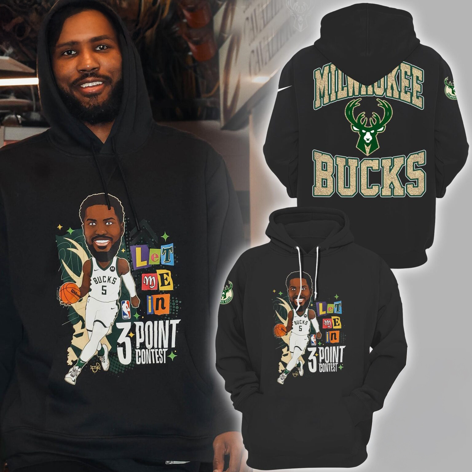 Malik Beasley Milwaukee Bucks Basketball Hoodie