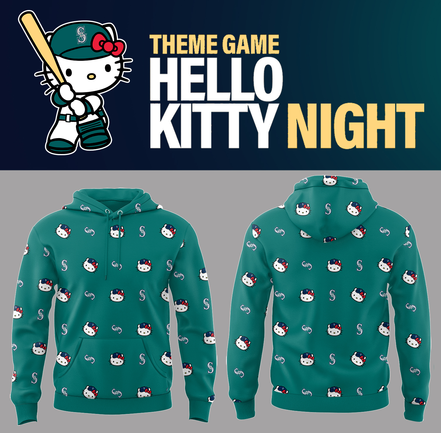 Mariners Baseball 2025 Mariners x Hello Kitty Hoodie Baseball