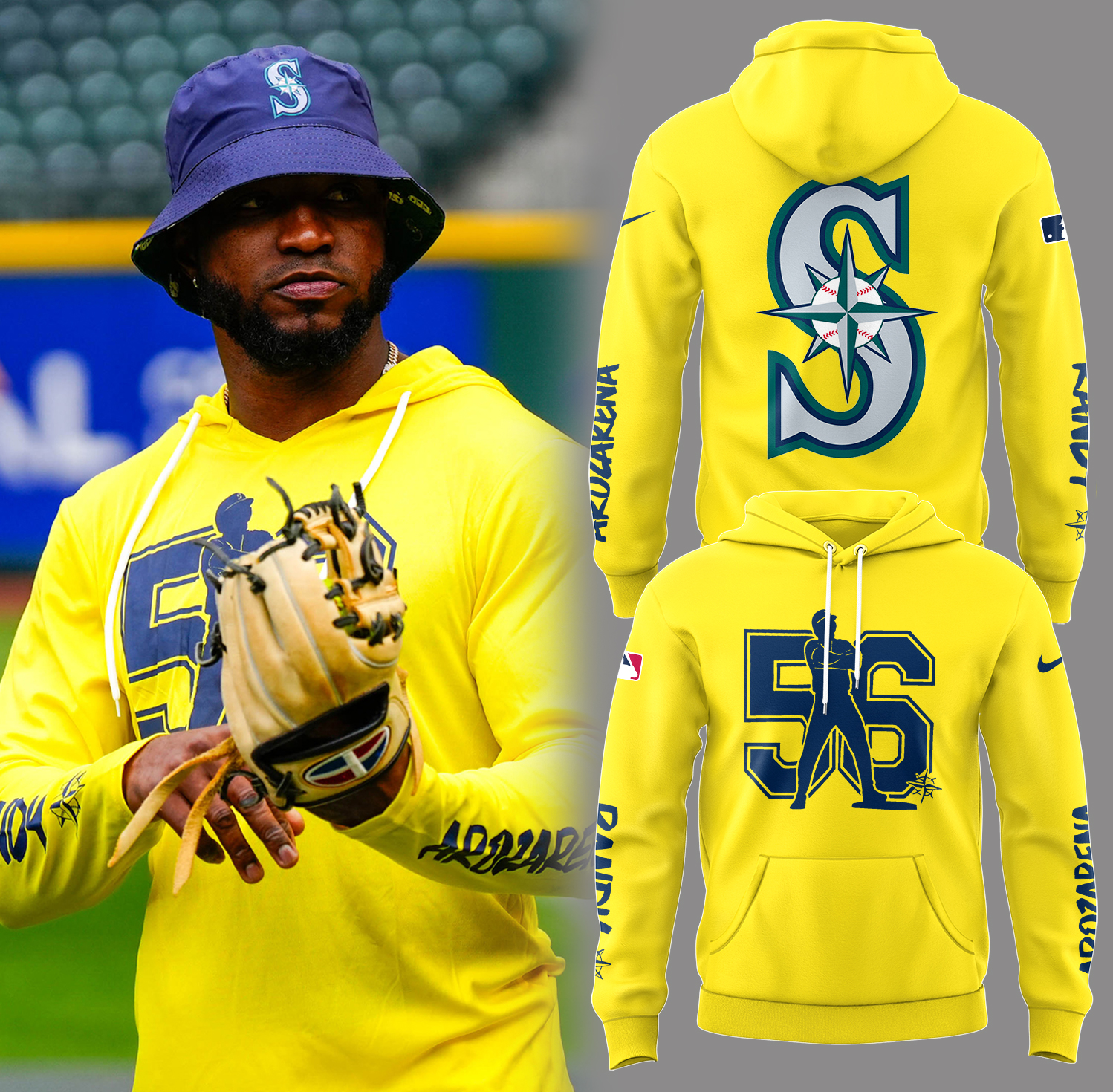 Mariners Baseball 2025 Randy Crossed ARM Hoodie Night Hoodie Gift Ideas For Baseball Players