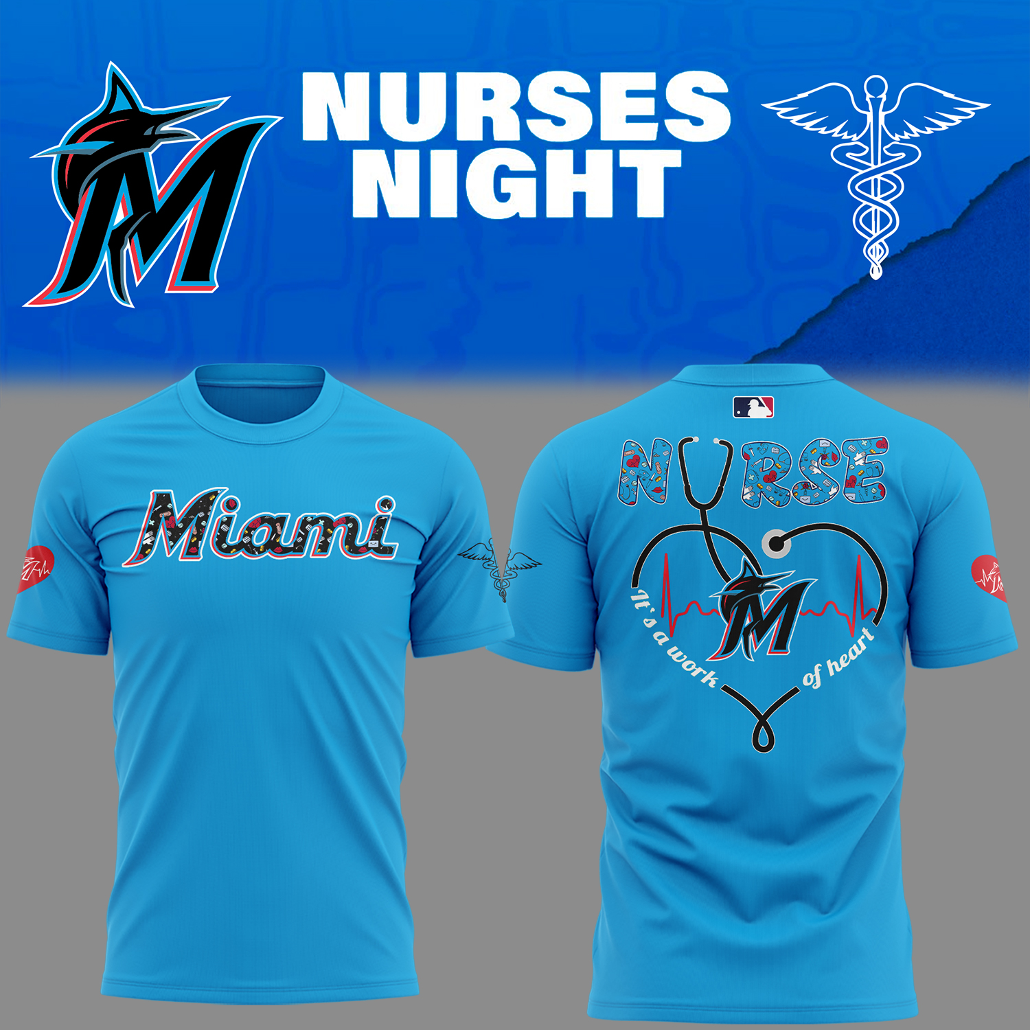 Marlins Nurses Night T-Shirt Gift For Baseball Lover Oregontrailrvpk Shirt