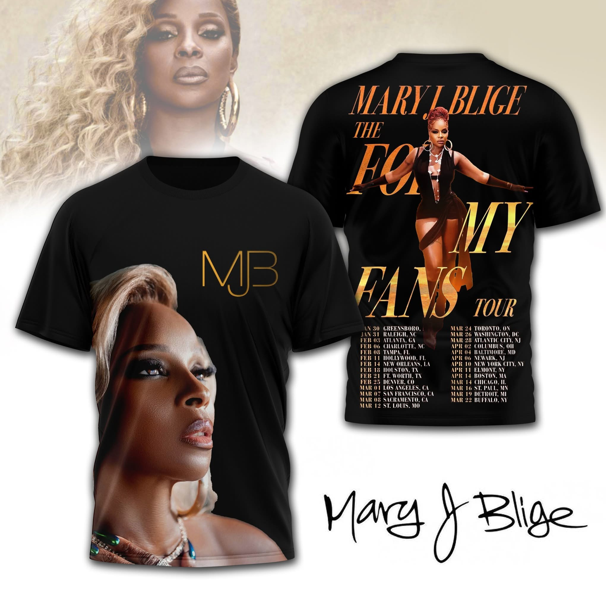 Mary J. Blige Tour Merch 2025 T-Shirt For Mary J. Blige Lovers Fans Oregontrailrvpk Shirt