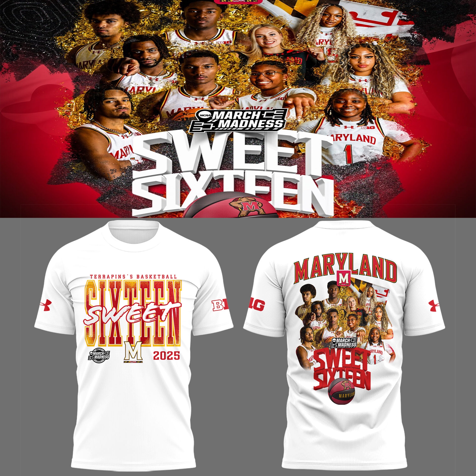 Maryland Basketball Sweet Sixteen March Madness 2025 T-Shirt For Basketball Player Oregontrailrvpk Shirt
