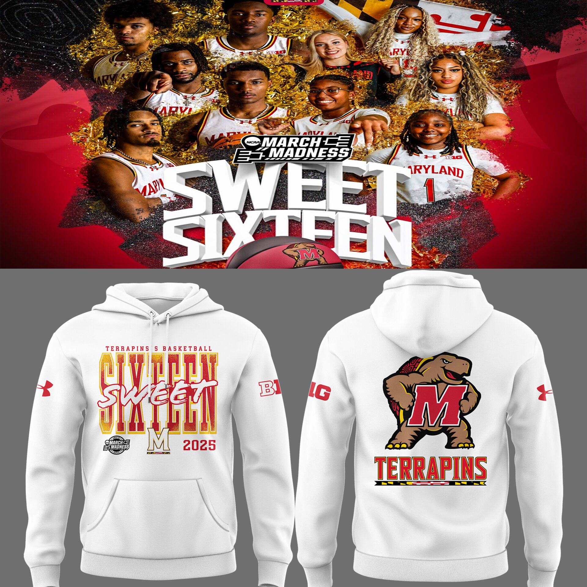 Maryland Sweet Sixteen March Madness 2025 Hoodie Gifts For Husband