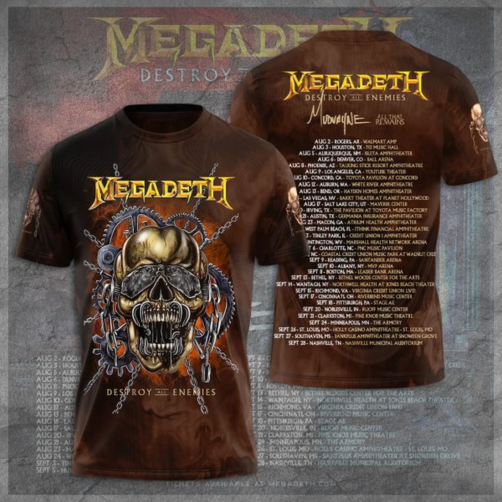 MEGADETH DESTROY ALL ENEMIES TOUR 2024 3D T-SHIRT Oregontrailrvpk Shirt