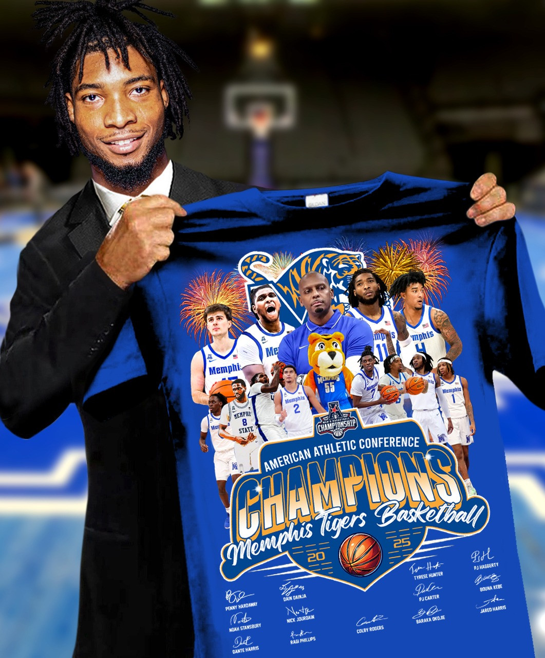Memphis Tigers Basketball Champions Shirt 2025 American Athletic Conference Championship Oregontrailrvpk Shirt