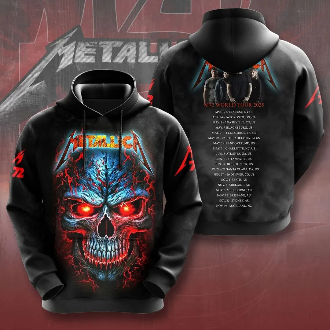 Metallica M72 World Tour 2025 Merch Hoodie Metallica For Dad