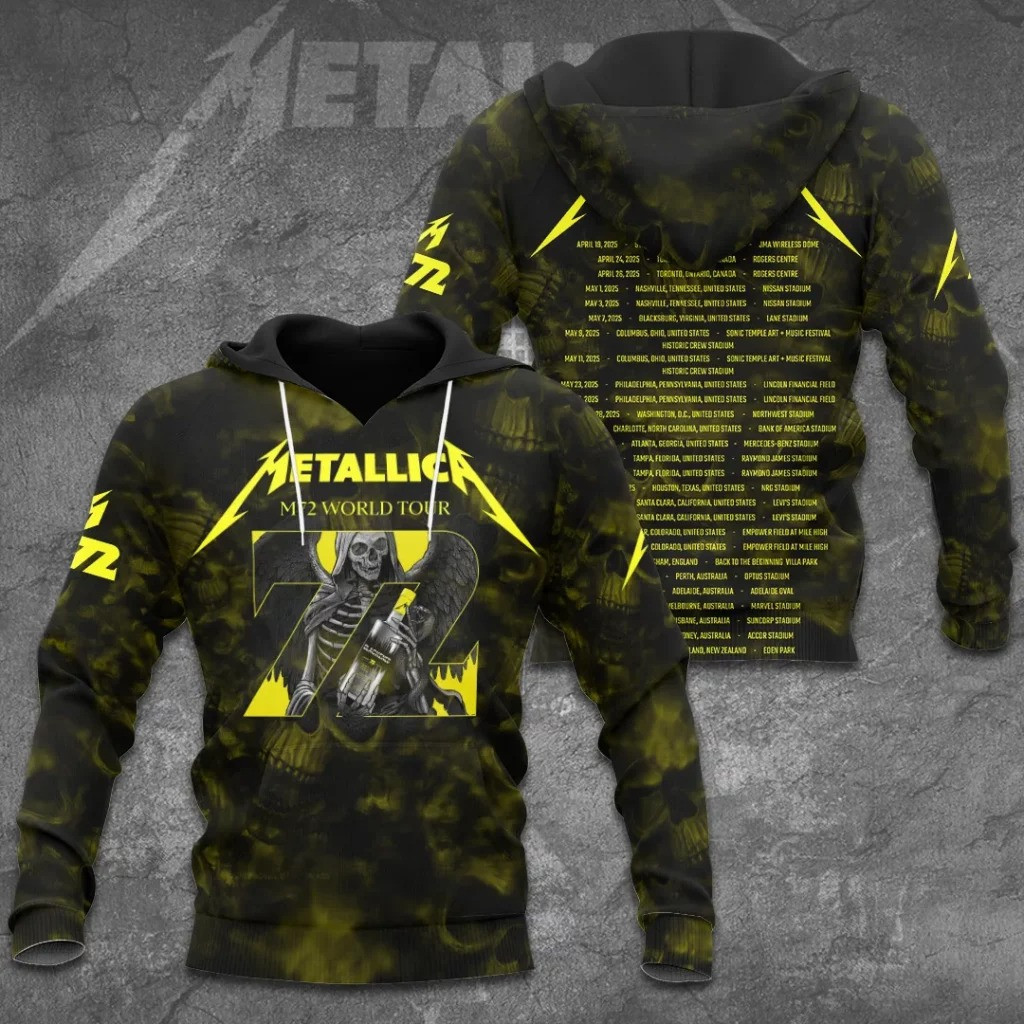 Metallica M72 World Tour 2025 Merch Hoodie Music Lover Metallica Band