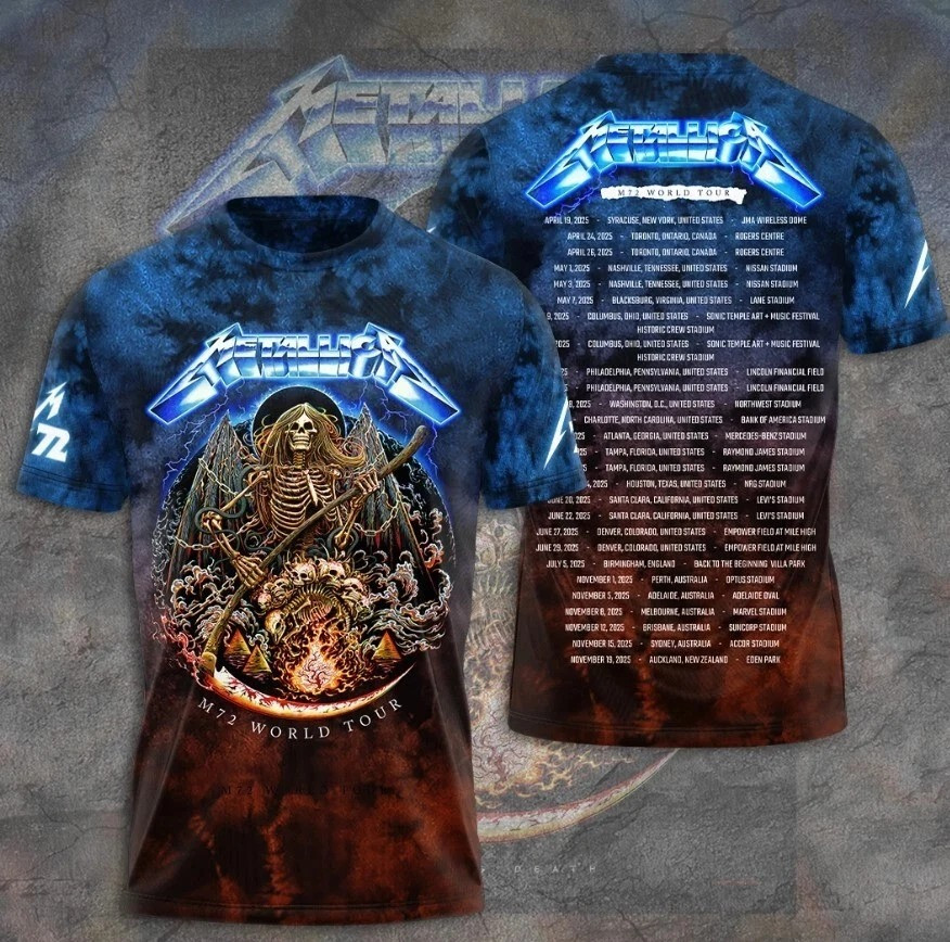 Metallica M72 World Tour 2025 T-Shirt Music Lovers Gifts Oregontrailrvpk Shirt
