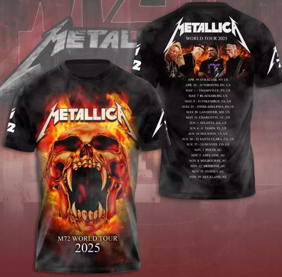 Metallica M72 World Tour Date 2025 3D Shirt Best Oregontrailrvpk Shirt