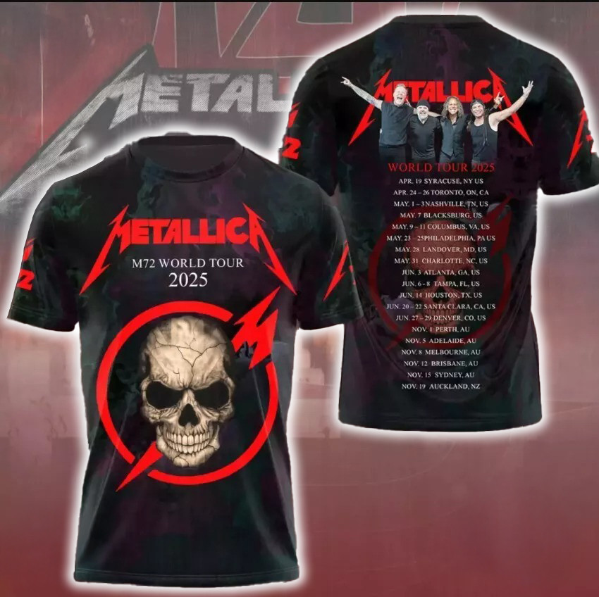 Metallica M72 World Tour Date 2025 3D Shirt Good Oregontrailrvpk Shirt