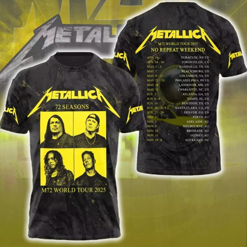 Metallica M72 World Tour Date 2025 3D Shirt Great Oregontrailrvpk Shirt