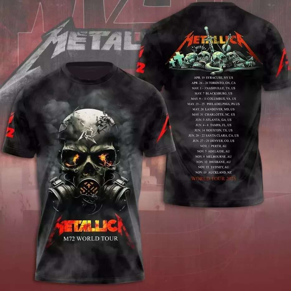 Metallica M72 World Tour Date 2025 3D Shirt Men Women Oregontrailrvpk Shirt