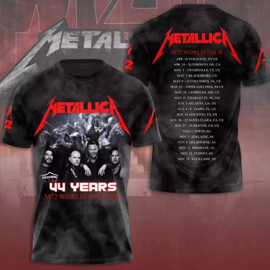 Metallica M72 World Tour Date 2025 3D Shirt Music Lovers Oregontrailrvpk Shirt