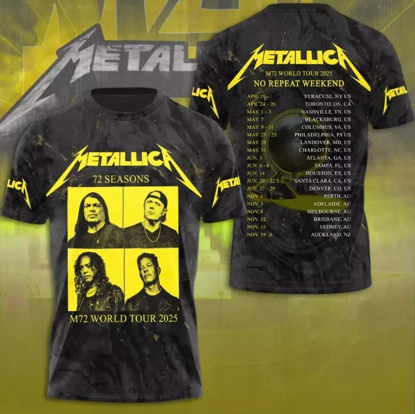 Metallica M72 World Tour Date 2025 3D Shirt Music Themed Oregontrailrvpk Shirt