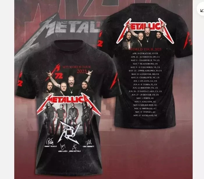 Metallica Tour 2025 Band Hot T-shirt Metallica Tour Merch Gift Oregontrailrvpk Shirt