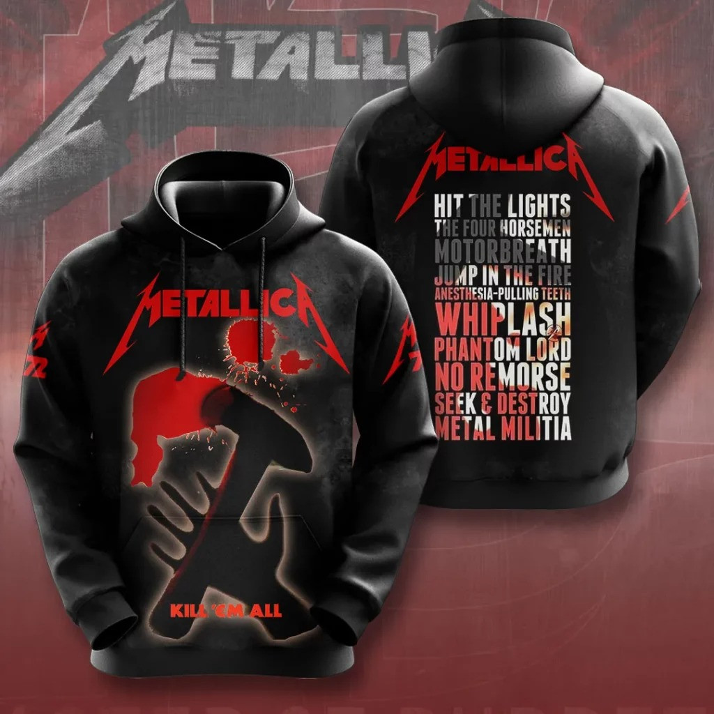 Metallica Tour Merch Hoodie Kill Em' All Metallica Band Apparel Unique