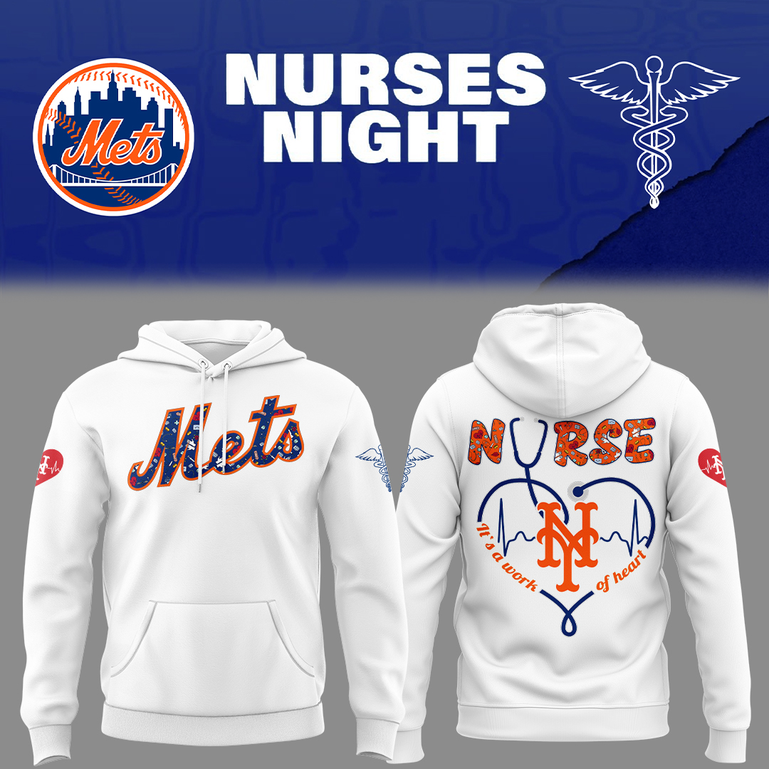 Mets Baseball Nurses Night White Hoodie Unique Baseball Gifts